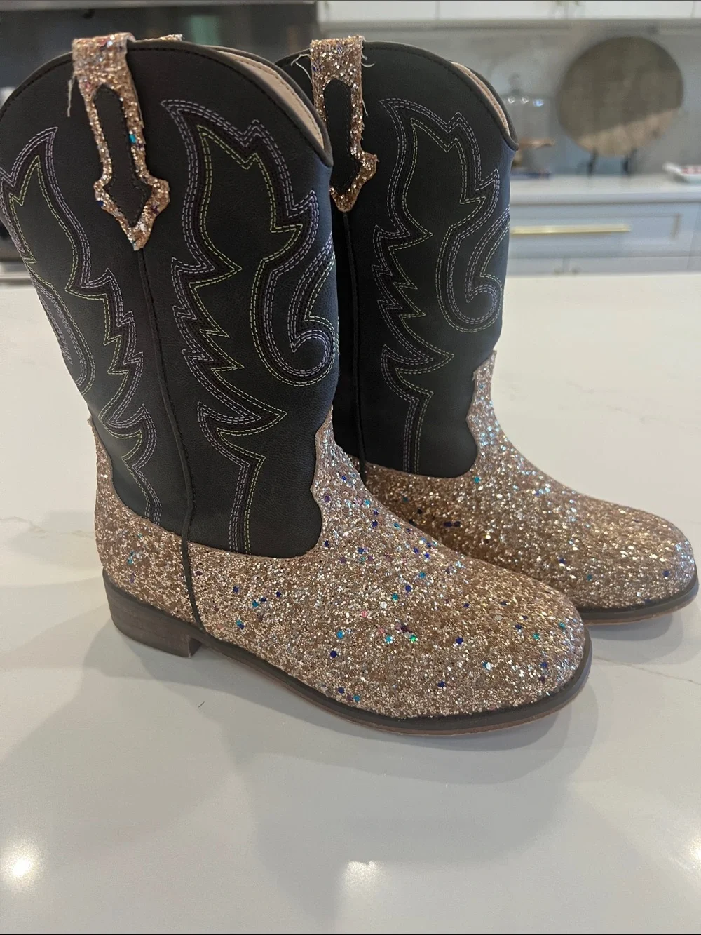Girls/Youth Size 3 Cowgirl Boots~Rose gold/champagne glitter